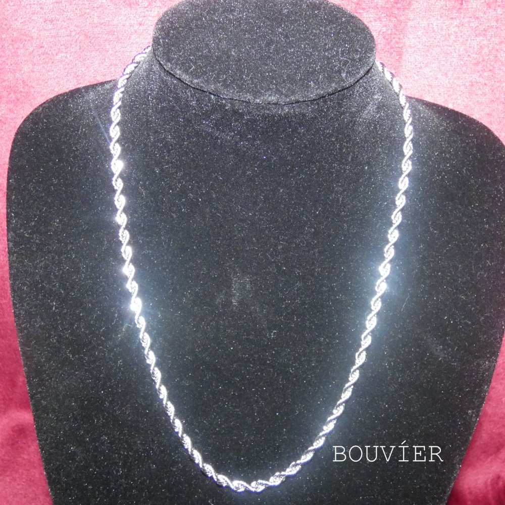 18K Solid White Gold 5mm Rope Chain - Picture 1 of 4